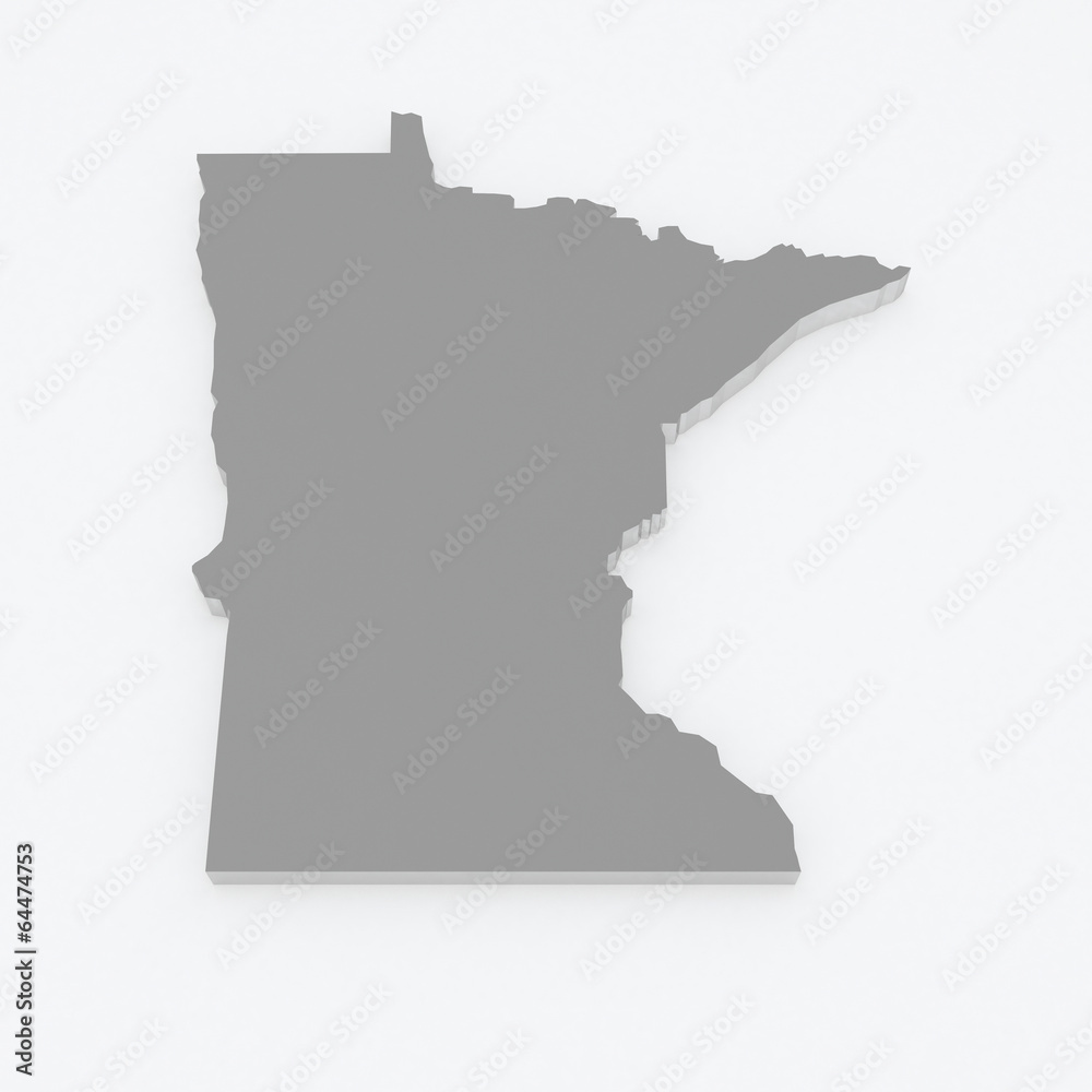 Three-dimensional map of Minnesota. USA.