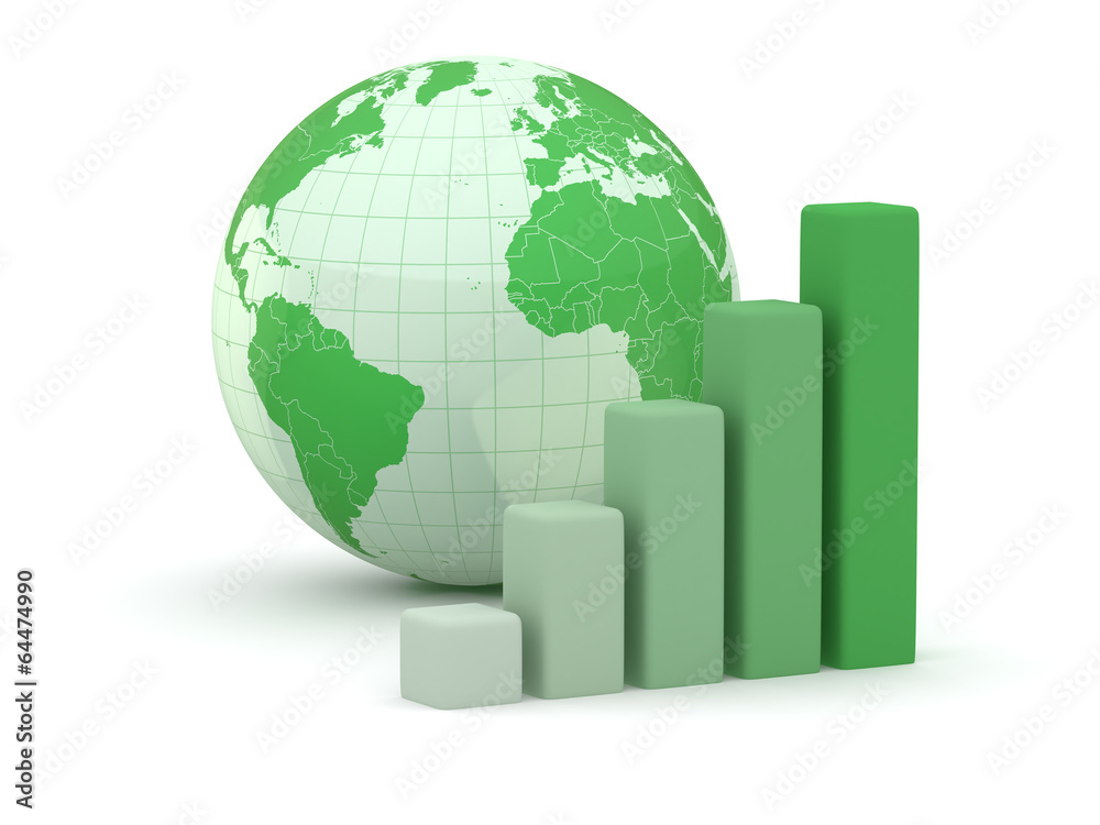 Globe and business. Earth and world map. 3d Globe and business. Earth and world map. 3d