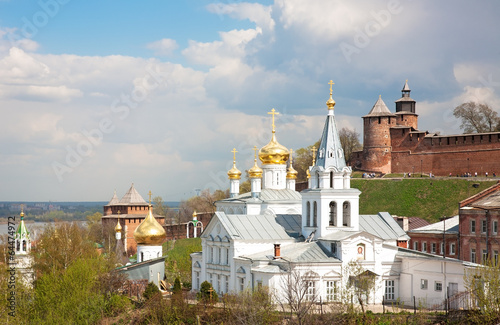 Spring May view Church and Kremlin Nizhny Novgorod