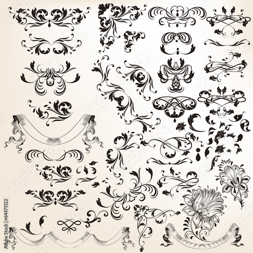 Collection of vector vintage flourishes and calligraphic element