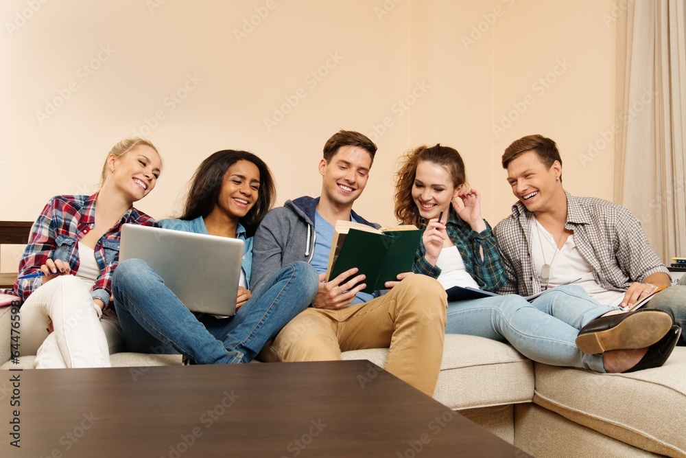 Multi ethnic group of students preparing for exams Multi ethnic group of students preparing for exams