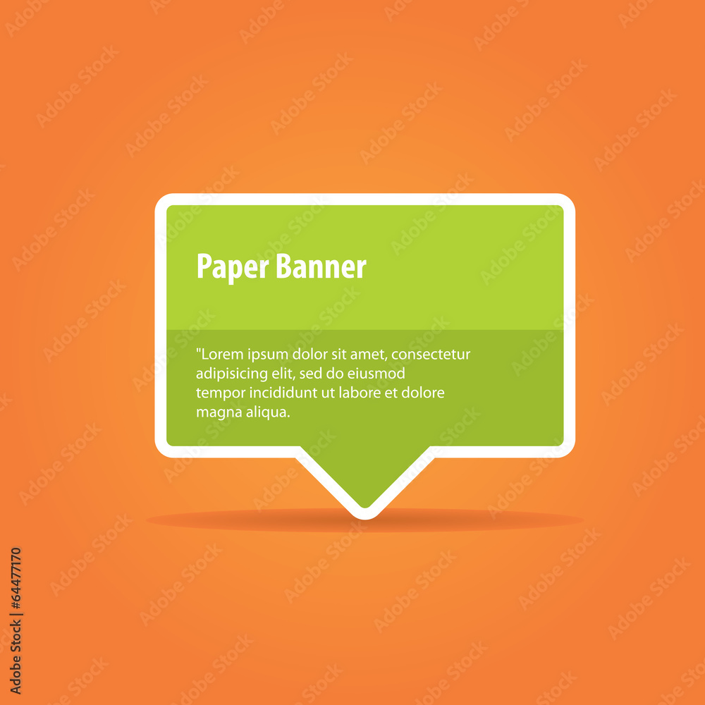 vector green paper banner on orange background