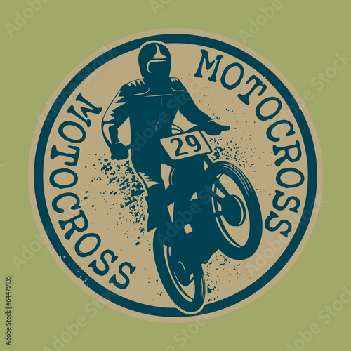 Motocross abstract label, vector illustration