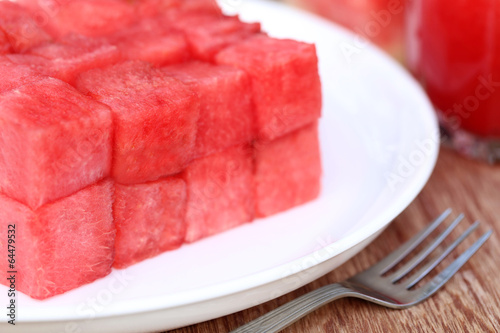 Piece of watermelon in a plate