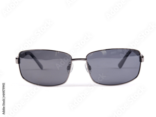 Black aviator sunglasses with polarized dark glass