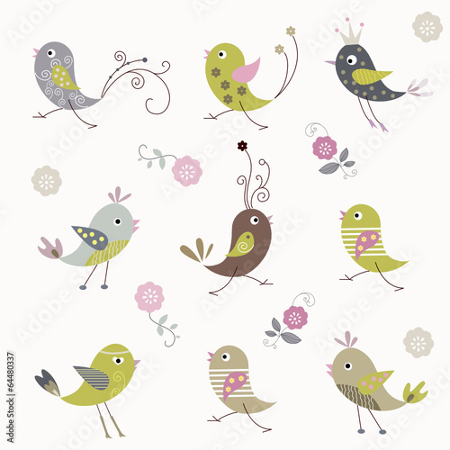 seamless pattern with cute birds © cyue