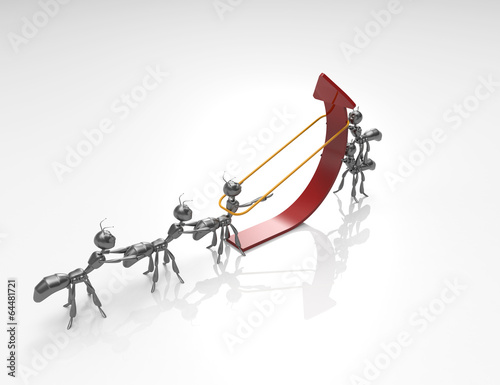 Many Pushing Up red Arrow