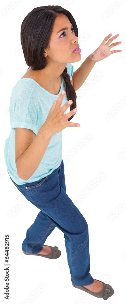 Fototapeta premium Angry young casual brunette gesturing