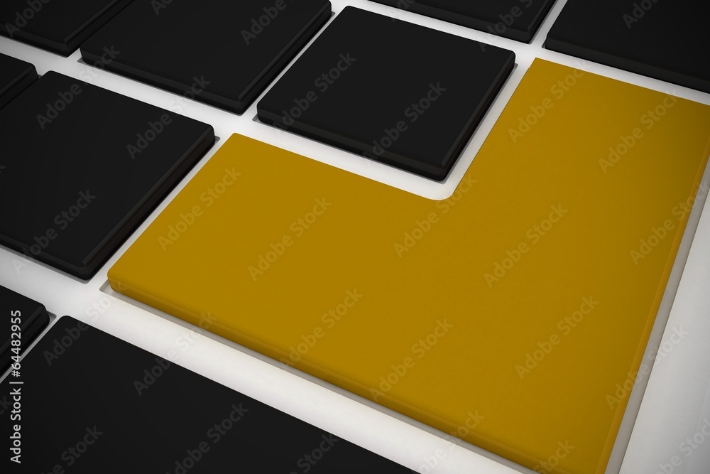 Black keyboard with yellow key Black keyboard with yellow key