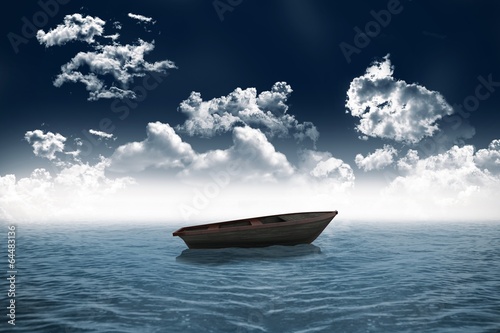Small boat in open sea
