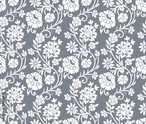 Floral silver seamless background