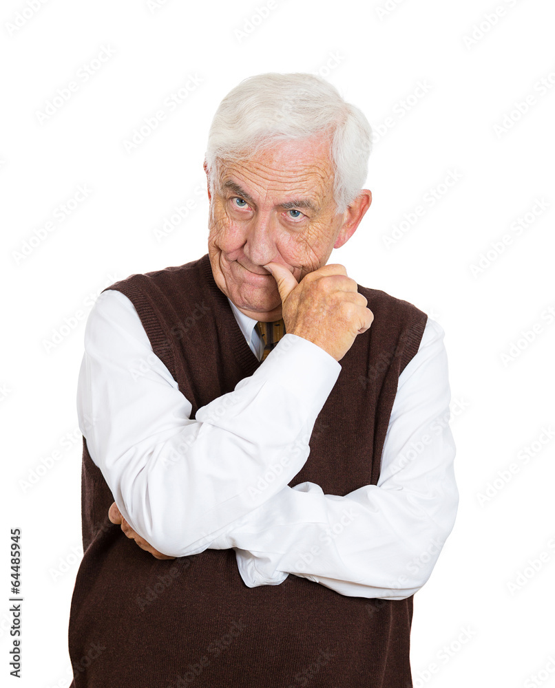 senior man thinking has many regrets in life isolated on white senior man thinking has many regrets in life isolated on white
