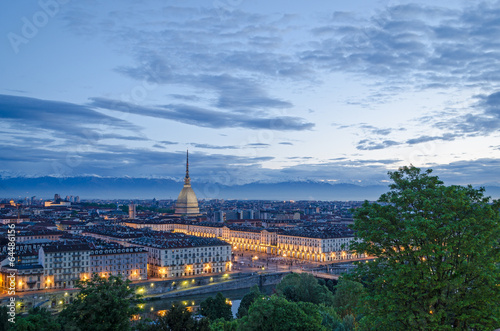 Turin (Torino), high definition panorama at twilight