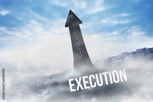 Bilde på lerret Execution against road turning into arrow
