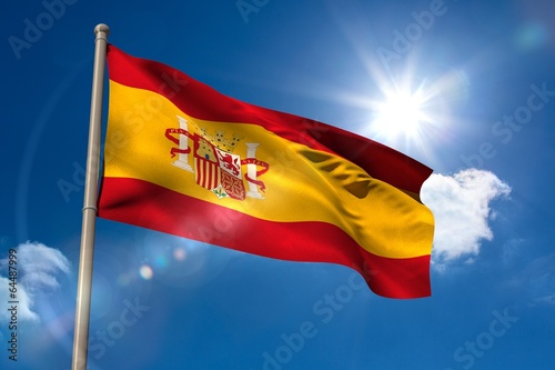 Spain national flag on flagpole