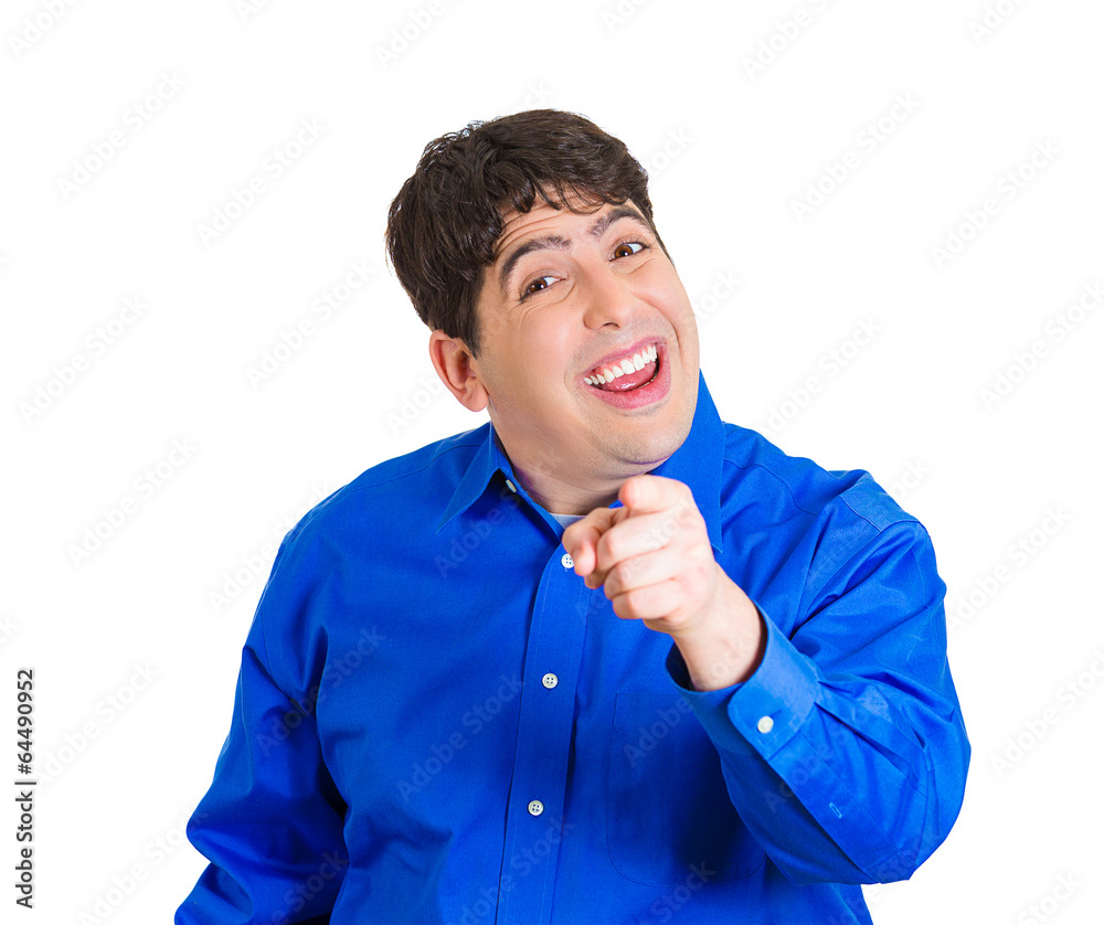 Man mocking, laughing at someone, pointing finger Man mocking, laughing at someone, pointing finger