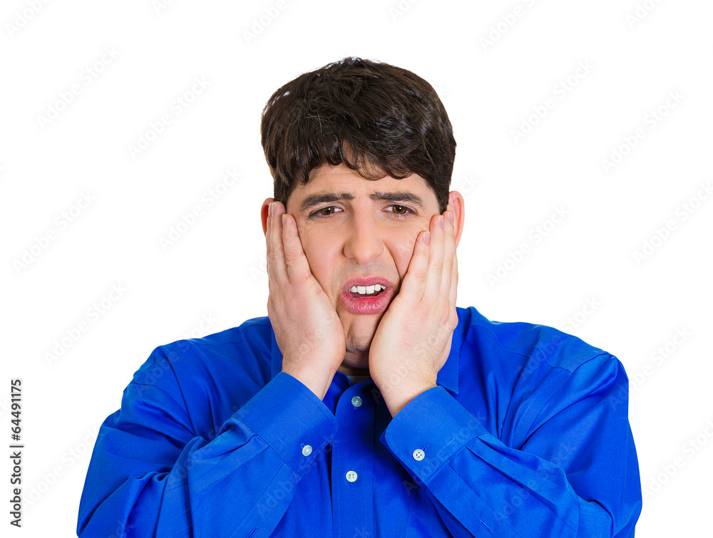 Bothered stressed out, overwhelmed young man Bothered stressed out, overwhelmed young man