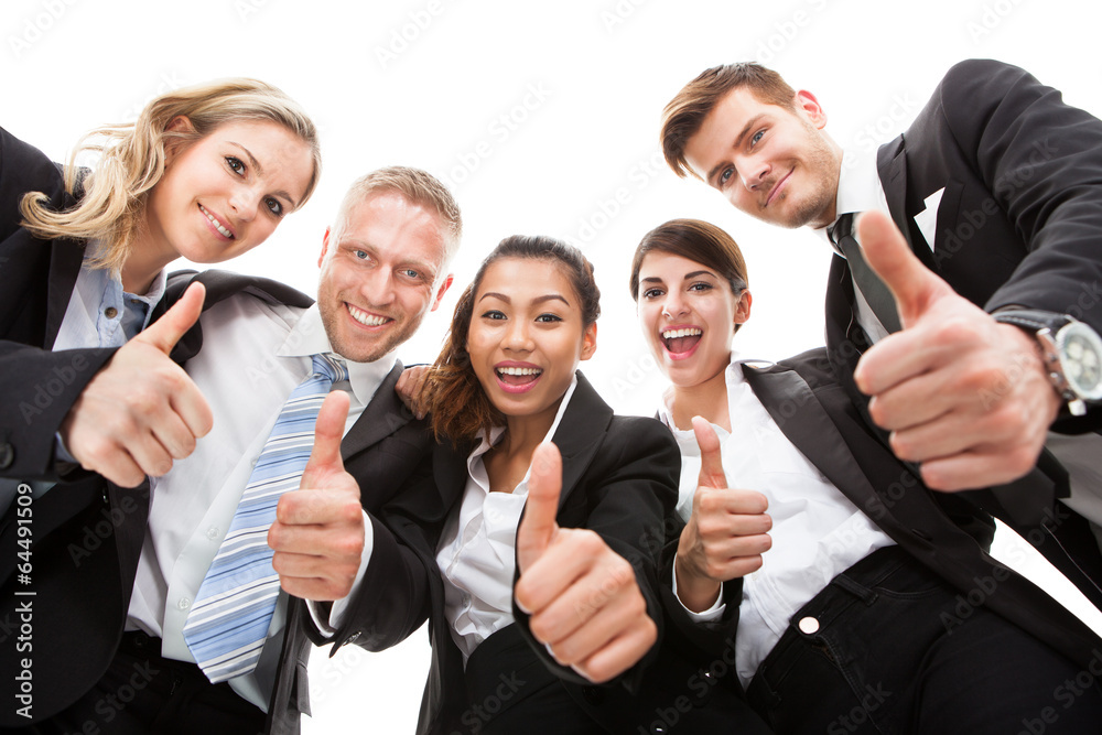 Portrait Of Business People Gesturing Thumbs Up Portrait Of Business People Gesturing Thumbs Up