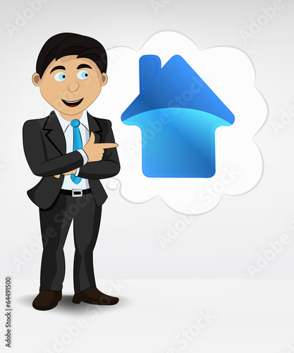 house icon in bubble idea concept of man in suit vector