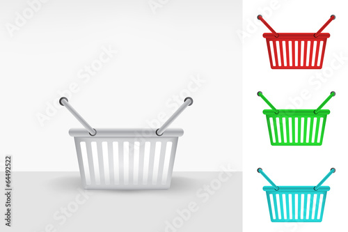 empty shopping basket colorful collection concept vector