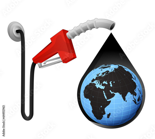 Africa world globe in oil drop with pump station vector
