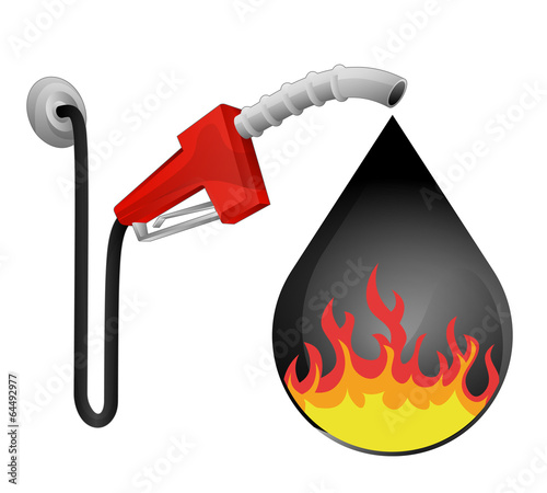 fire flames in oil drop with pump station vector