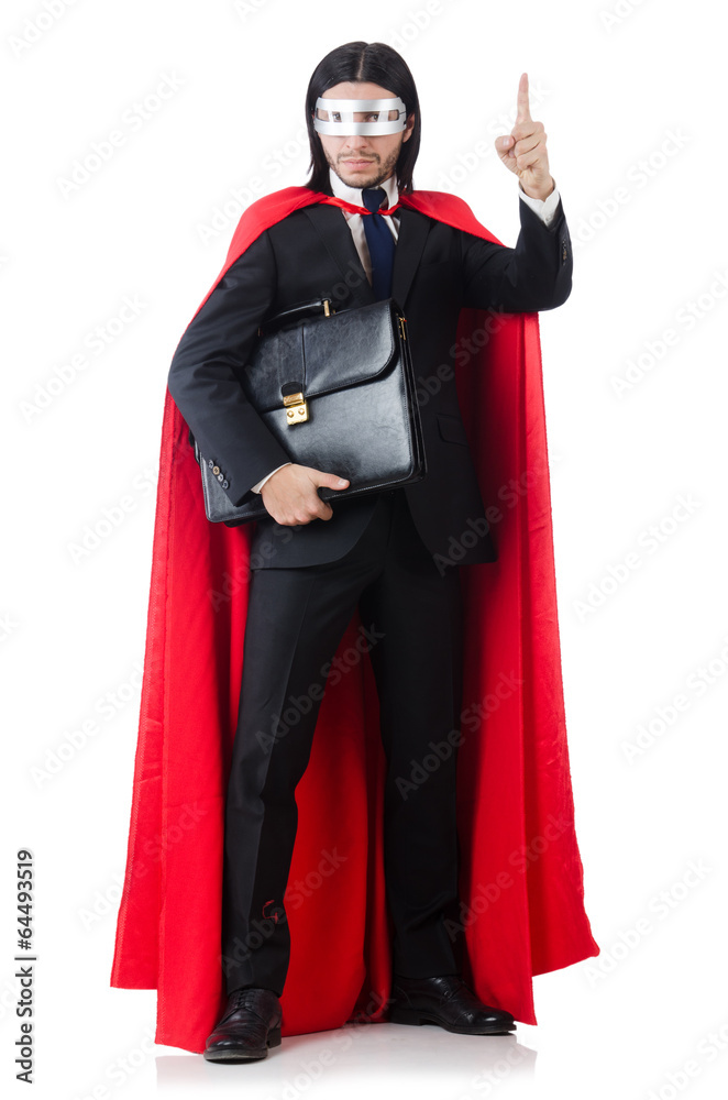 Man in red cover isolated on white Man in red cover isolated on white