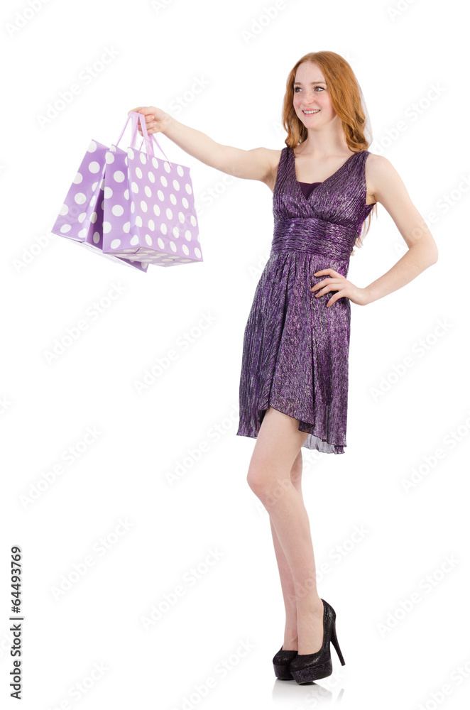 Woman after shopping isolated on the white Woman after shopping isolated on the white