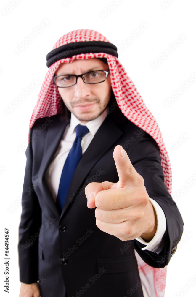 Threatening arab man in specs isolated on white Threatening arab man in specs isolated on white