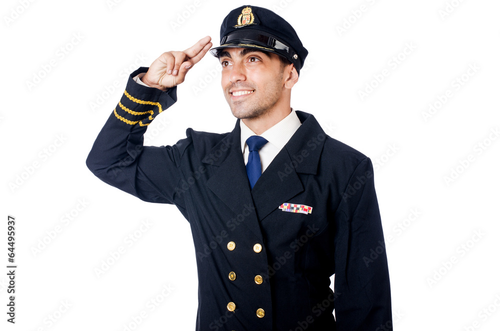 Young pilot isolated on the white Young pilot isolated on the white