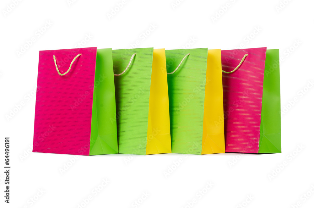 Colourful shopping bags isolated on white