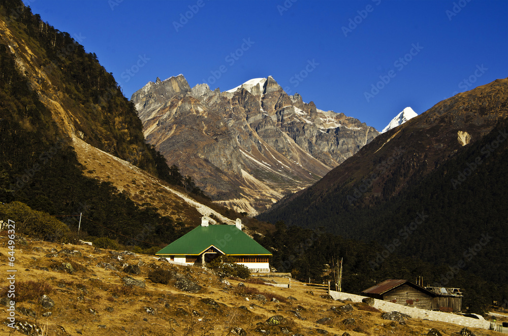 The house in the yungtham valley at North Sikkim
