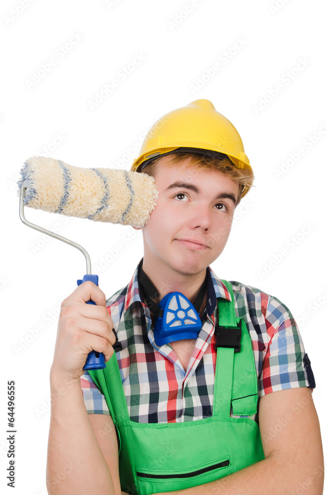 Funny painter isolated on white
