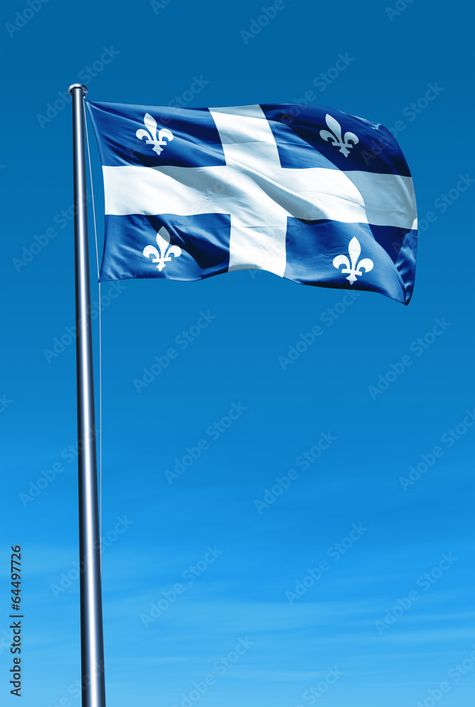 Naklejka premium Flaga prowincji Quebec (Kanada) na wietrze