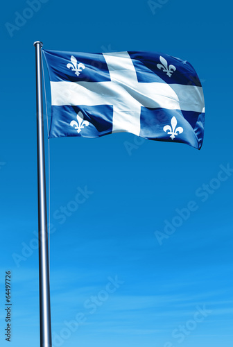 Quebec (Canada) flag waving on the wind