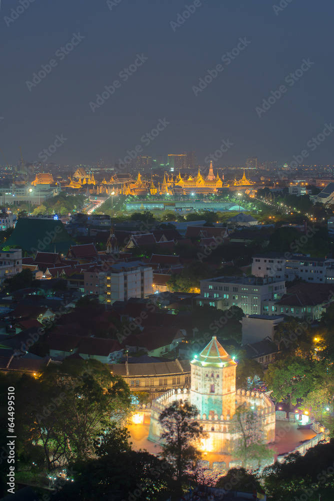 Grand palace at twilight in Bangkok, Thailand, HDR images