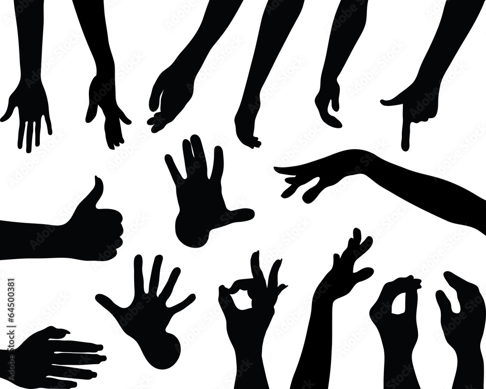 Black silhouettes of hands, vector Black silhouettes of hands, vector