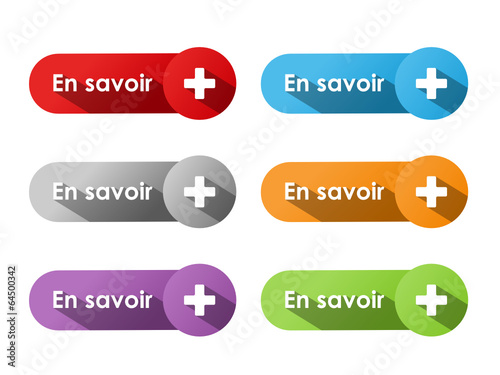 Boutons Web "EN SAVOIR +" (aide renseignements informations faq)