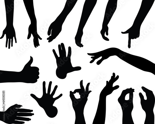 Black silhouettes of hands, vector