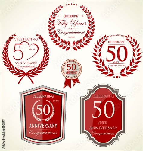 Anniversary sign collection, retro design