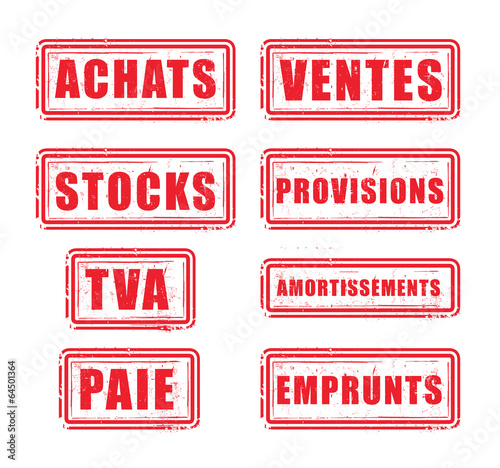 tampons comptabilité : achats, ventes, stocks, provision, TVA