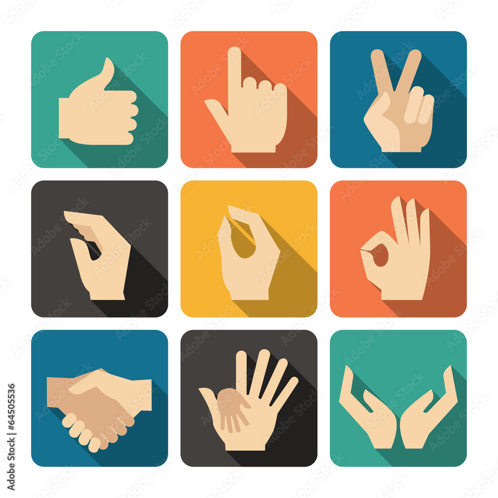 Fototapeta premium Hands Icons Set