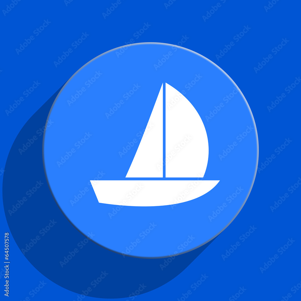yacht blue web flat icon