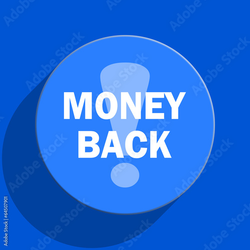 money back blue web flat icon