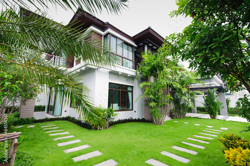 Modern house in the garden
