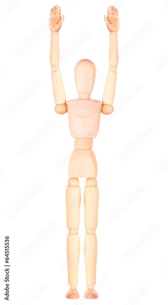 wooden Dummy raising his hand to give an answer wooden Dummy raising his hand to give an answer