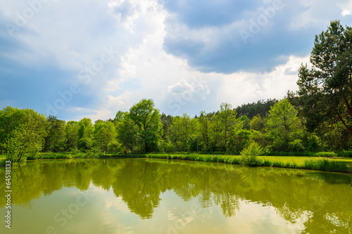Fototapeta Naklejka Na Ścianę i Meble -  Lake in countryside landscape in spring, Austria