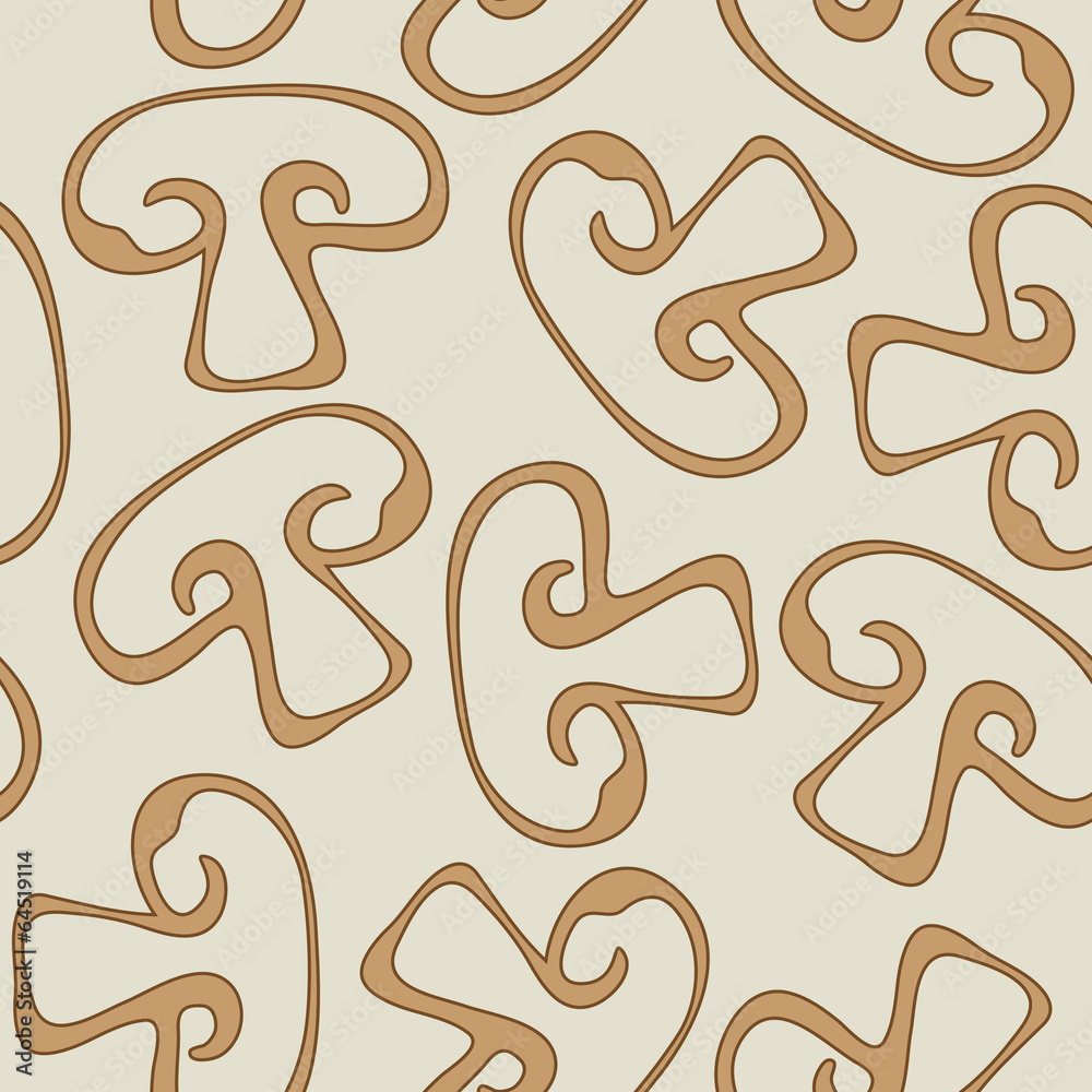Seamless pattern with sketchy champignons