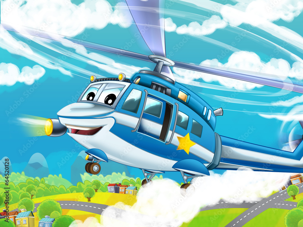 Cartoon helicopter - illustration for the children