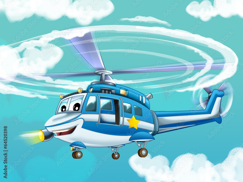 Cartoon helicopter - illustration for the children Cartoon helicopter - illustration for the children